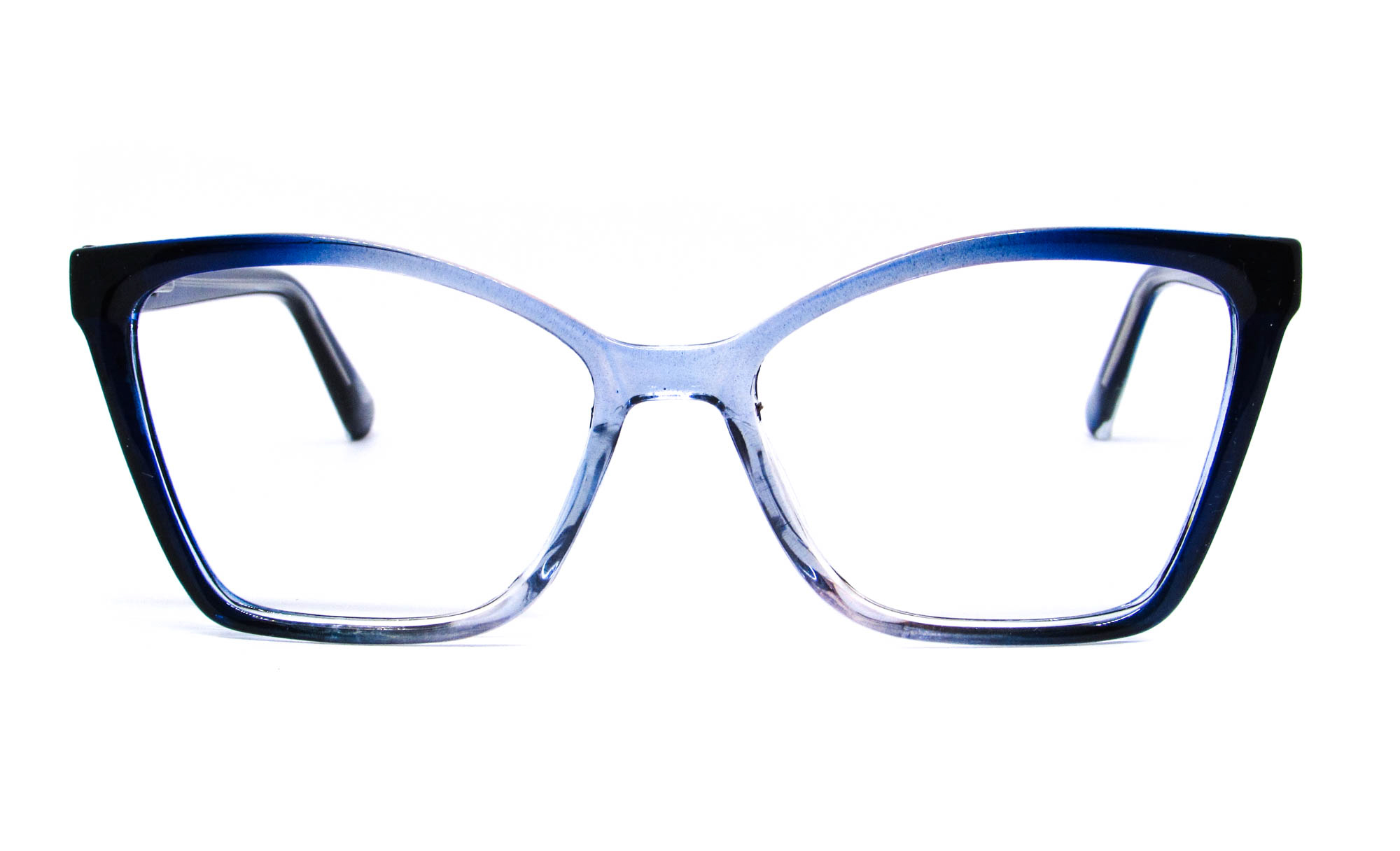 Óculos De Grau Feminino Gatinho Transparente Mesclado com Azul