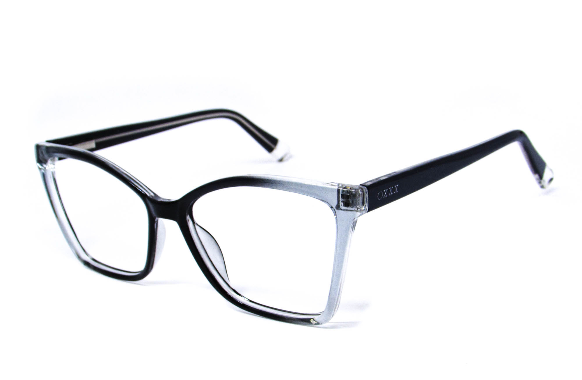 Óculos De Grau Feminino Gatinho Transparente Mesclado com Preto