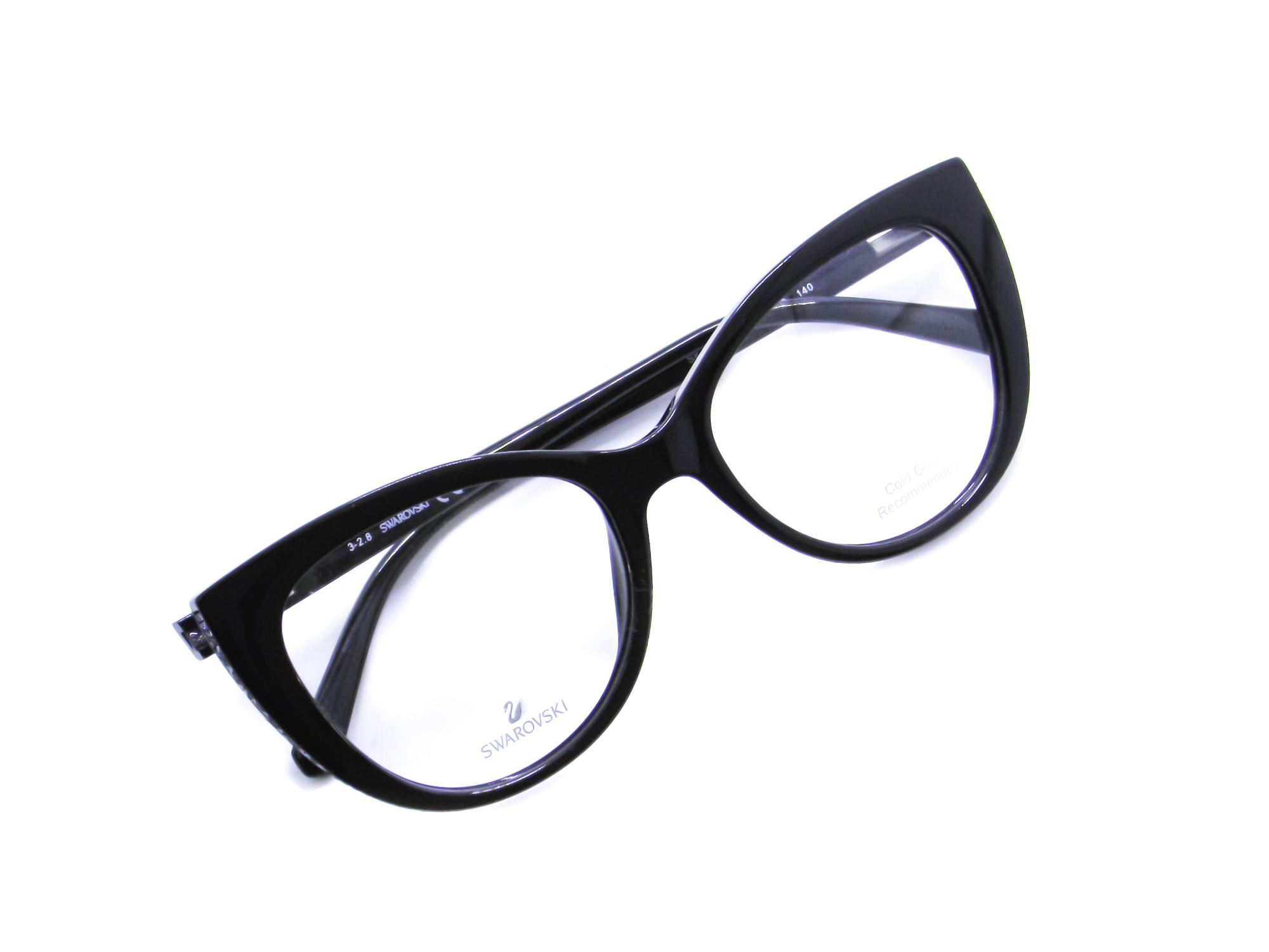 Óculos de Grau Swarovski Feminino Gatinho Preto Acetato