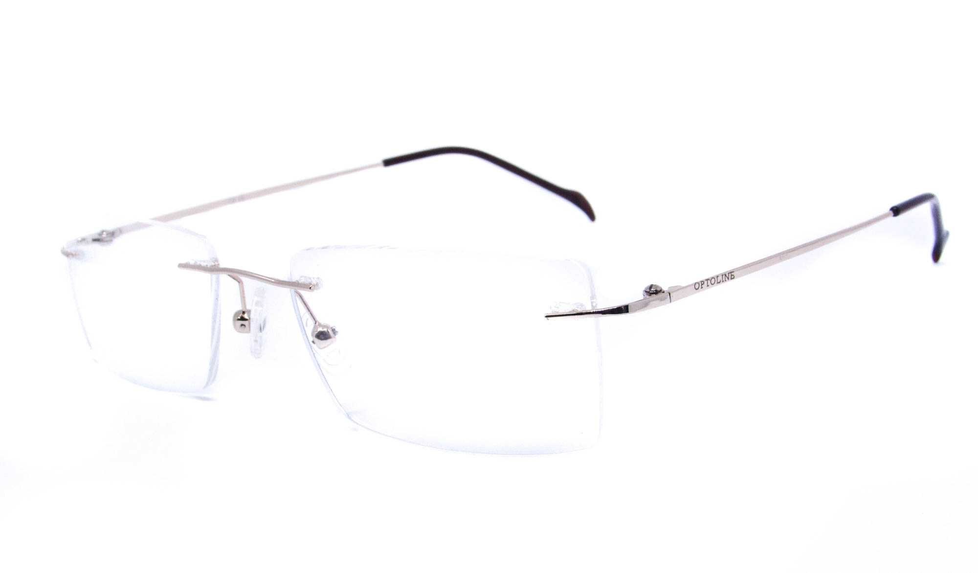Óculos de Grau Unissex Quadradado Parafuso Dourado Claro com Ponteira Marrom