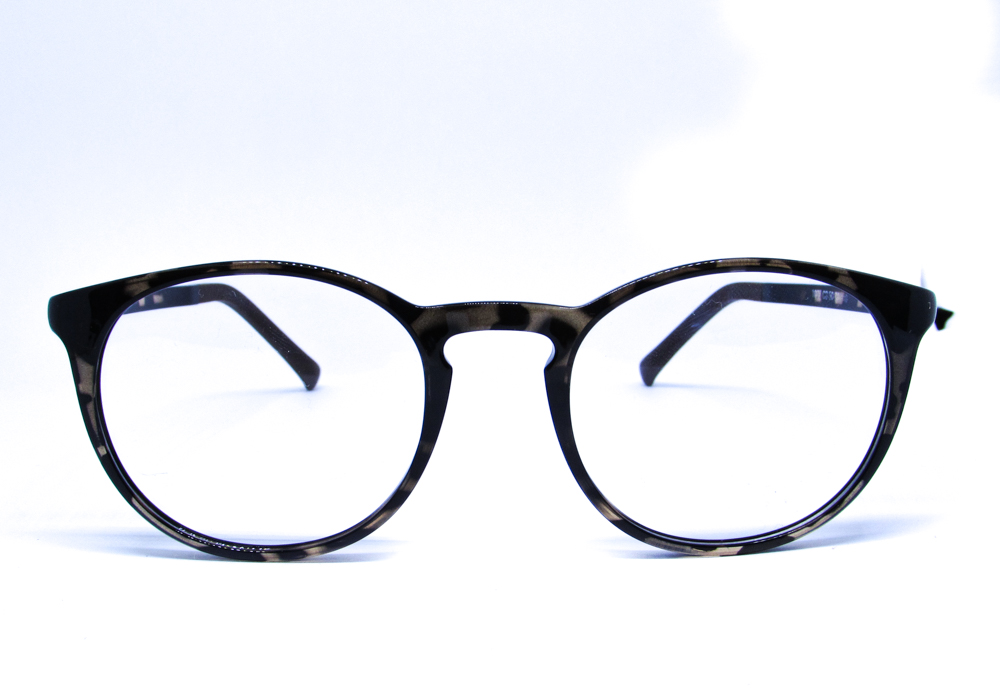 Óculos de Grau Unissex Redondo Acetato Com Duas Lente Adicional Clipon
