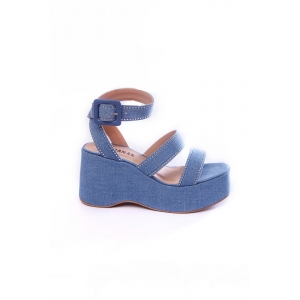 Sandália Salto Plataforma May Azul Jeans