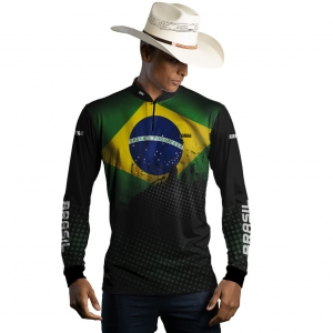 Camisa Agro BRK Bandeira Brasil com UV50 + Envio Imediato