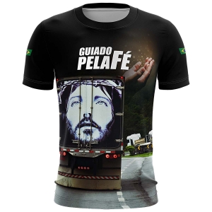 Camiseta de Caminhão BRK Guiado por Deus com Proteção Solar Uv 50 - Tamanho: P