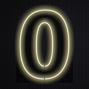 Led Neon em Acrílico - Número Zero 0,50 x 0,36cm