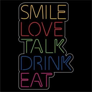 Led Neon em Acrílico - Smile Love Talk Drink Eat 0,80 x 0,50cm