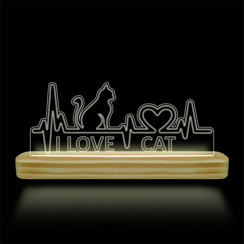 Luminária de Mesa Abajur - I Love Cat