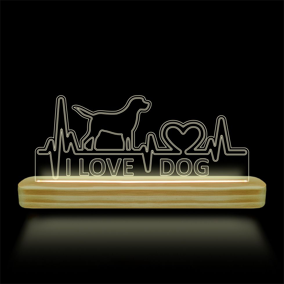 Luminária de Mesa Abajur - I Love Dog