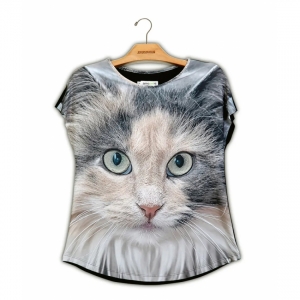 Camiseta Premium Gato Cinza Amopet