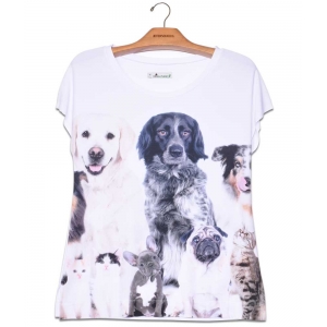 camiseta premium reta cães e gatos