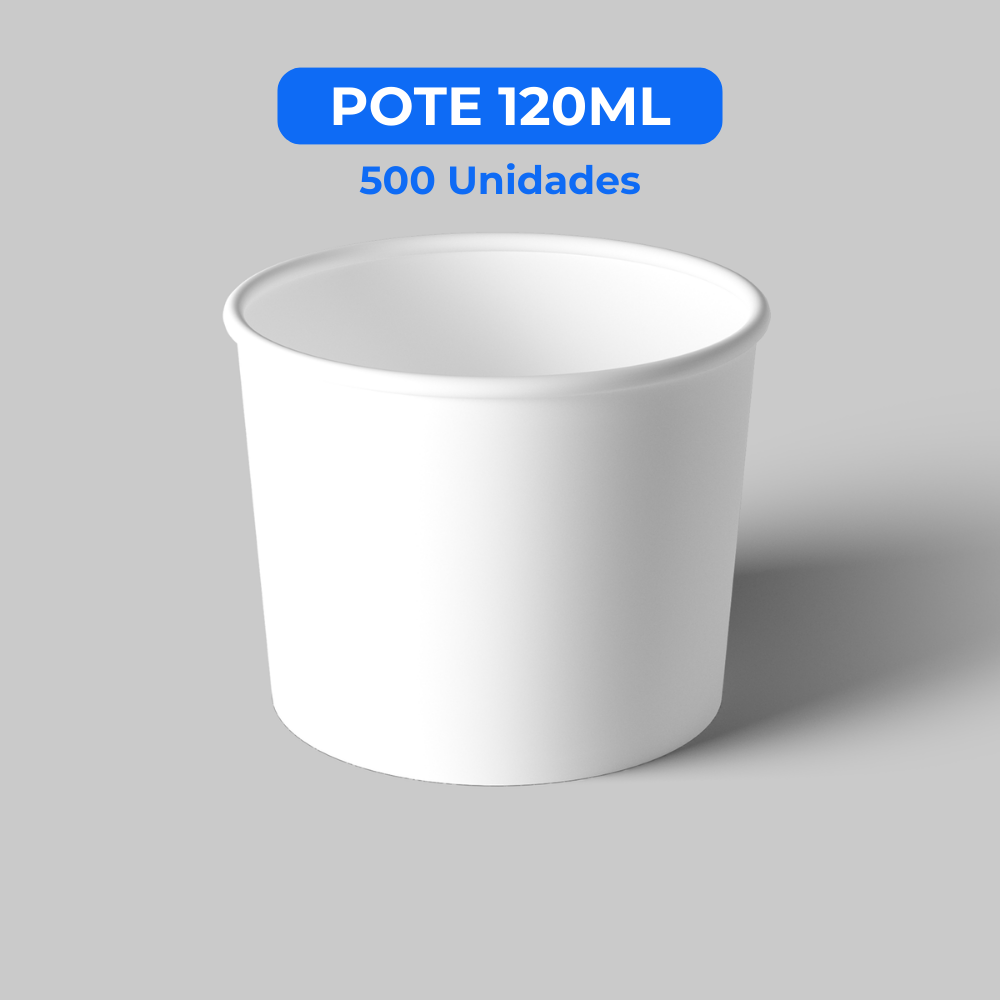 Pote Branco 120ml de Papel Biodegradável  - 500 Unidades