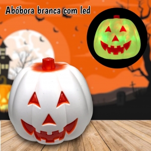 Abóbora C/ Led Branca Halloween C/01 Unid