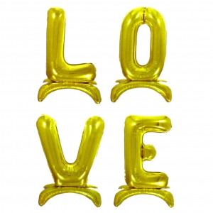 Balão Dourado Love de Chão Metalizado C/04 Peças