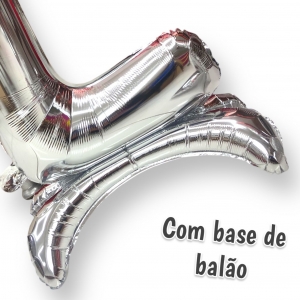 Balão Prata Love de Chão Metalizado C/04 Peças
