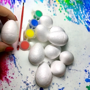 Ovos de Isopor para Colorir Páscoa C/ Tinta C/10 Unid