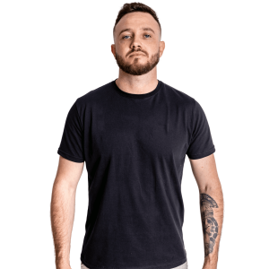 Camiseta Básica de Algodão Cor Preta 30.1 Penteado