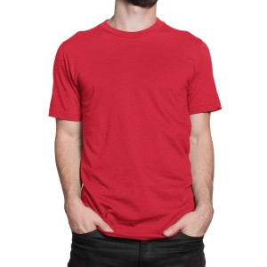 Camiseta  Básica de Algodão Cor Vermelha 30.1 Penteado