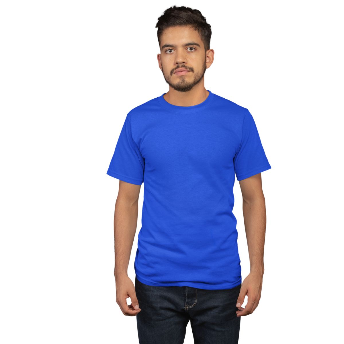 Camiseta Básica de Algodão Cor Azul Royal 30.1 Penteado