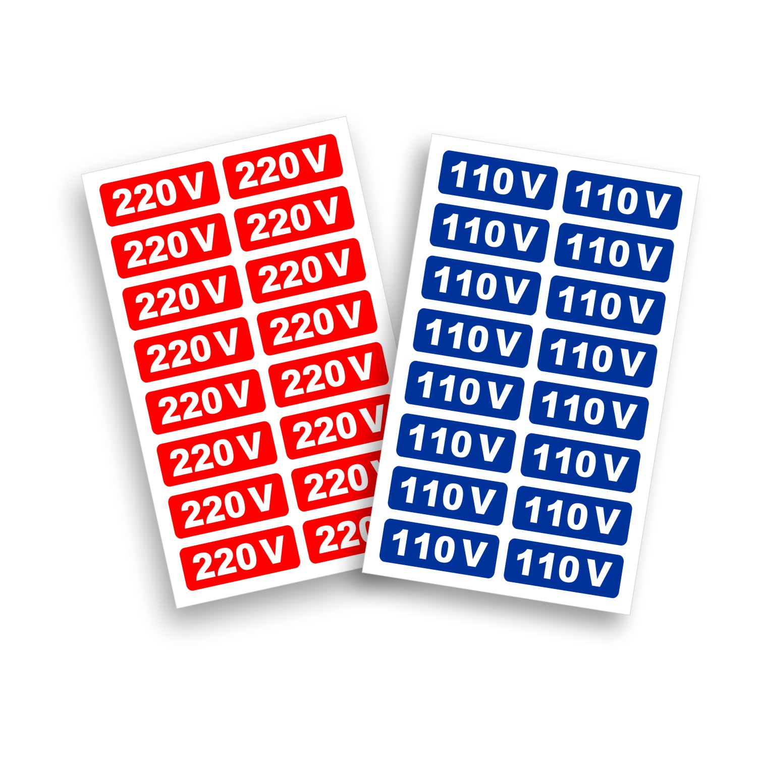 Etiquetas de Voltagem 110v e 220v - 32 unidades  - Vinil Studio