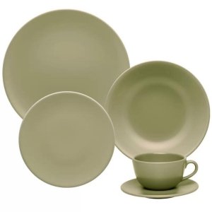 Aparelho de Jantar e Chá Unni Oliva Oxford 30Pçs em Cerâmica