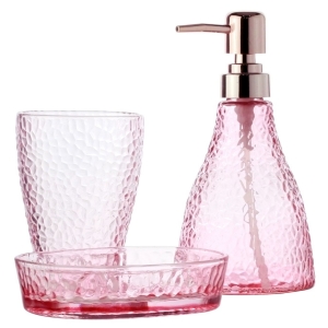 Cj Banheiro em Vidro Elegant 3Pçs Rosa Lyor