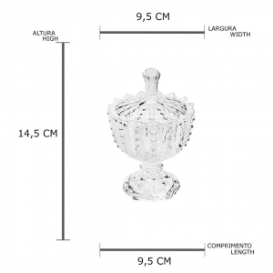 Potiche C/pé De Cristal Bolhas Transparente 9,5x14,5cm