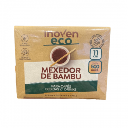 MEXEDOR DE BAMBU 11 CM CAFE OU CHÁ 500 UN - INOVEN