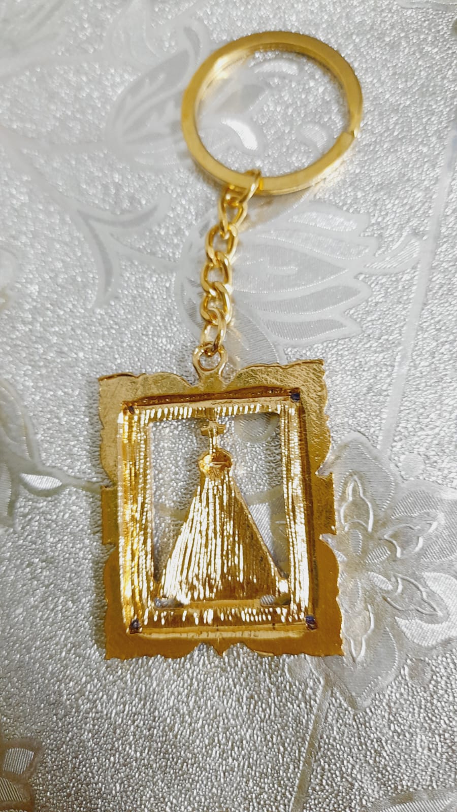 Chaveiro de Pedrarias Topázio de 10 cm com imagem de Nossa Senhora Aparecida