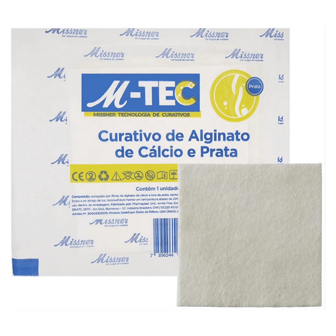 Curativo de Alginato de Cálcio e Prata M-TEC 10cm x 10cm - Missner - Foto 0