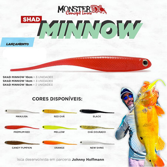 Isca Soft Monster 3x Shad Minnow By Johnny Hoffmann 14cm - C/3un - Pitstop do Pescador