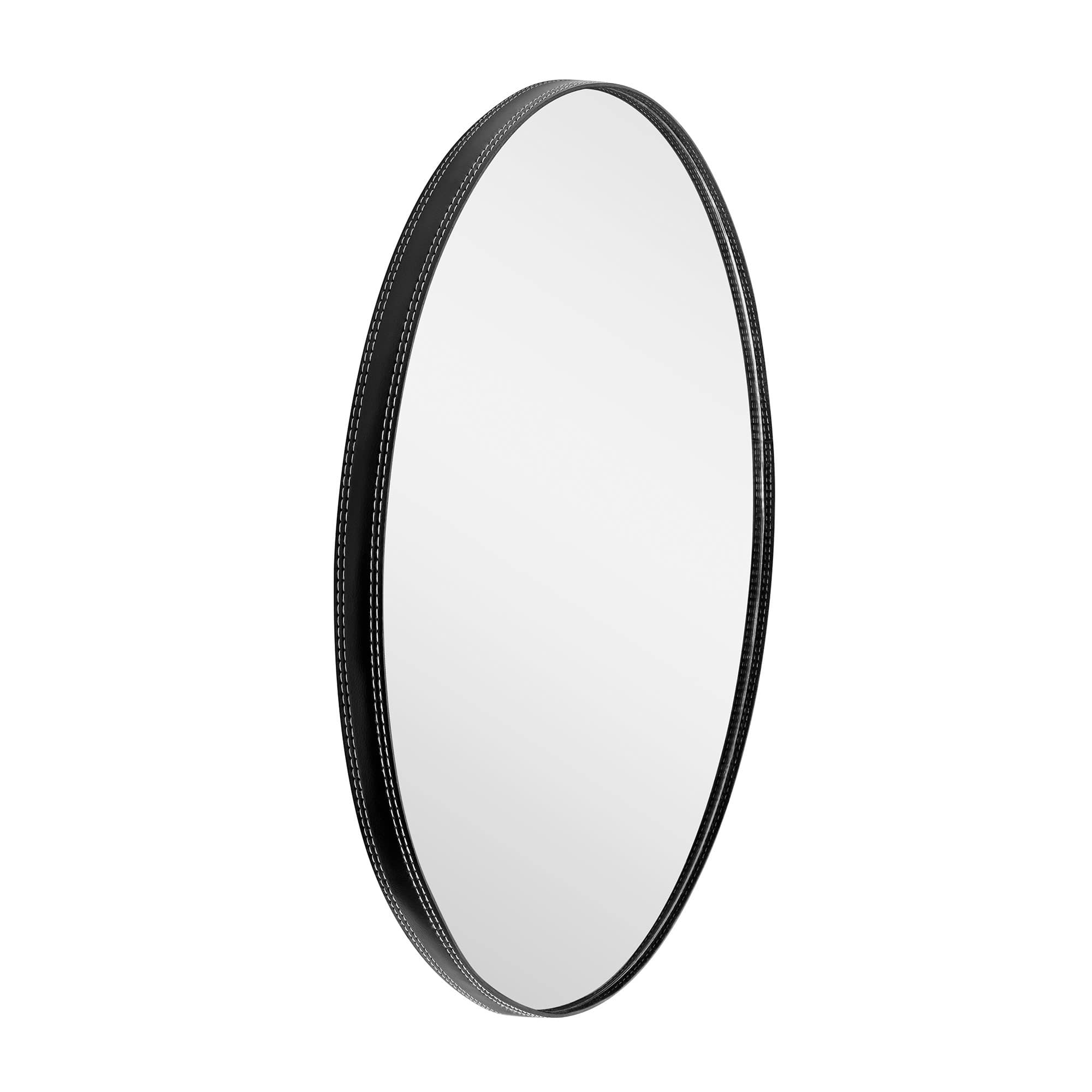 Espelho Tradicional Couro - Redondo - 50cm