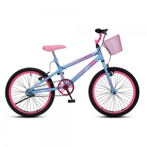Bicicleta Colli Jully Aro 20 com Freio V-Brake e Cestinha - Azul Champanhe