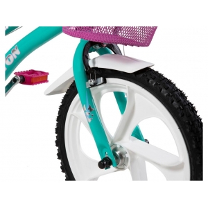 Bicicleta Infantil Com Rodinhas e Cesta Aro 16 Tina Houston - Verde Agua