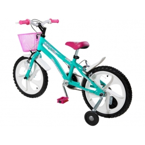 Bicicleta Infantil Com Rodinhas e Cesta Aro 16 Tina Houston - Verde Agua