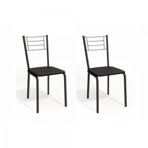 Conjunto 02 Cadeiras Dubai Preto Fosco 2C111PRF110 - Kappesberg