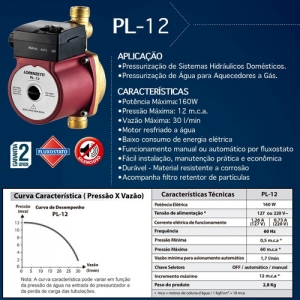 Pressurizador Lorenzetti - PL12 - 220V | 7541021 - 12 MCA