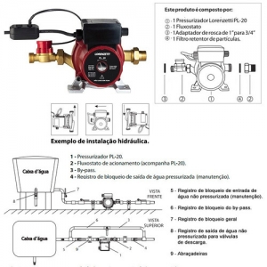 Pressurizador Lorenzetti - PL20 - 127V | 7541015 - 20 MCA