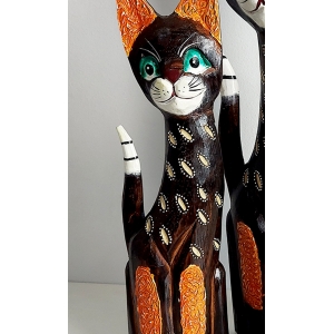 Gato Decorativo Madeira de Bali Laranja 39 cm