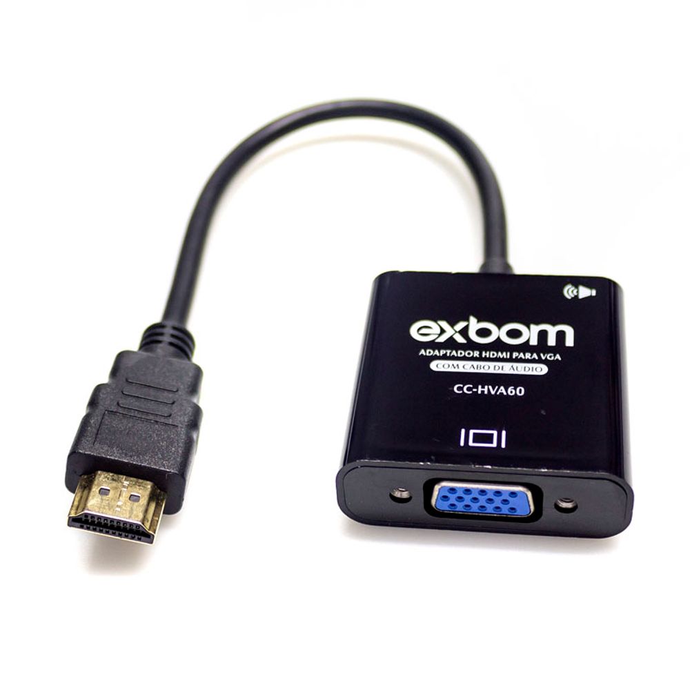 Adaptador Conversor HDMI Macho x VGA Fêmea com Áudio EXBOM - CC-HVA60 - Foto 1