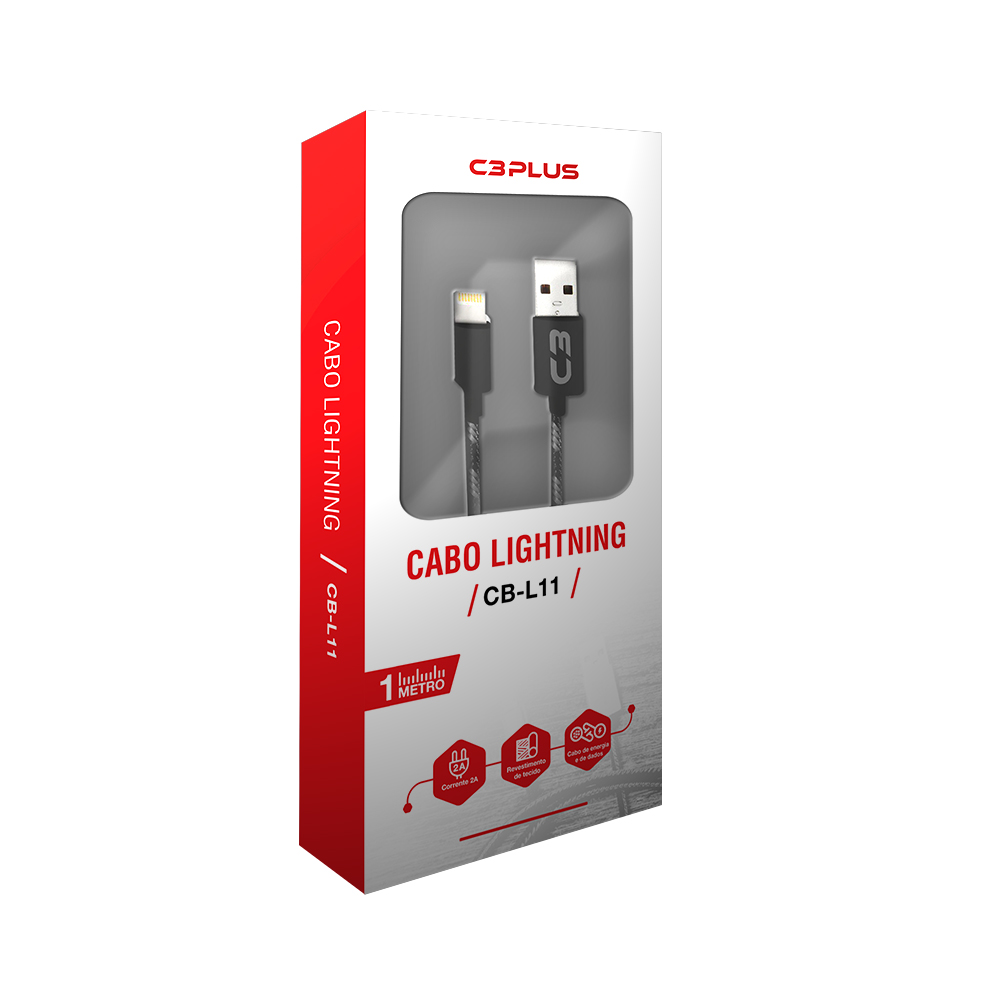 Cabo USB x Lightning, 1m, 2A, Nylon C3 Plus - CB-L11 - Foto 0