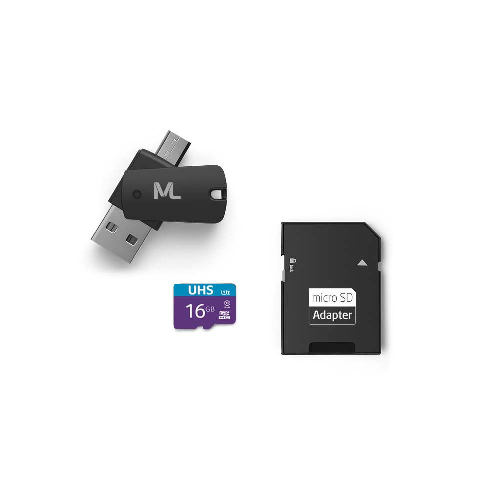 Pen Drive e Cartão De Memória 16GB com Adaptador USB Dual Drive até 80 Mb/s Multilaser MC150		 - Foto 0