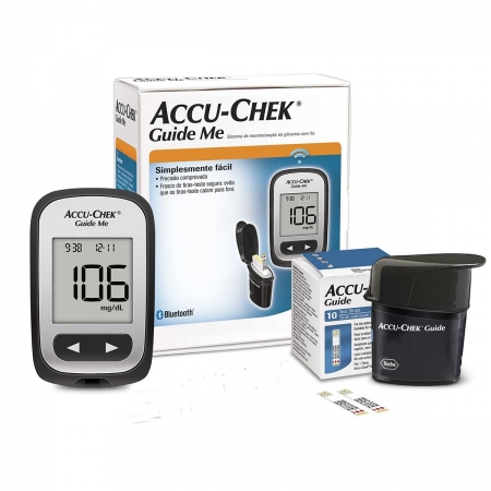 Kit para Controle de Glicemia Accu Chek Guide Me 1 Monitor + 10 Tiras