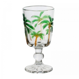 Conjunto 6 Taças de Água de Vidro Tropical Palm Handing Painting 310ml 7809 - Lyor