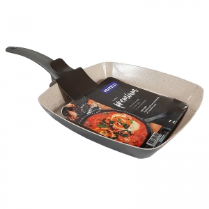 Frigideira Grill Quadrada com Revestimento Cerâmica 24cm Cinza Linha Premium Max Chef - HC8426440 - Fratelli