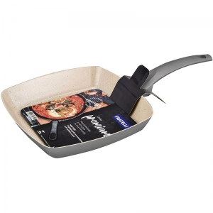 Frigideira Grill Quadrada com Revestimento Cerâmica 24cm Cinza Linha Premium Max Chef - HC8426440 - Fratelli