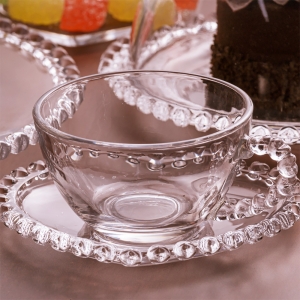 Xícara para Chá 170 ml com Pires de Cristal de Coração - 1679 - Lyor