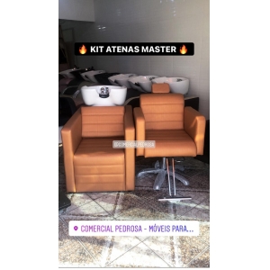Kit Cadeira Atenas + Lavatório Atenas Master Cuba de Porcelana Móvel