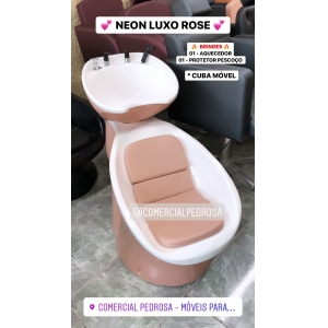 Lavatório Neon Luxo - Cuba Móvel com Dispenser de Shampoo/Condicionador - Brinde Aquecedor