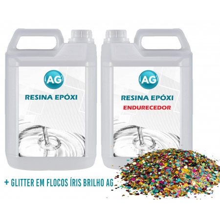 Resina Epóxi 1KG + Glitter Arco-Íris  Brilho AG