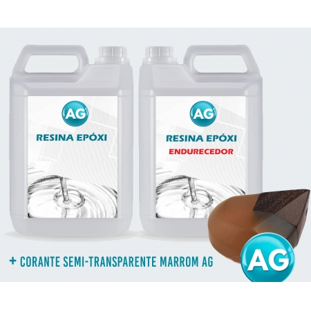 Resinas Epóxi 1KG + Corante semi-transparente marrom